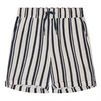 BIRKHOLM Muslin Shorts Natur Beige & Navy Blå